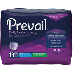 MON889082CS - First Quality - Prevail® for Women Underwear, Moderate Absorbency, Large, (38 to 50), 18/BG, 4BG/CS