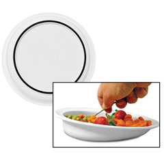 MON572415EA - Sammons Preston - Hi-Lo Scoop Plate White Polypropylene 9 Diameter X 1/2 H Inch, 3/4 Inch Rim, 1-1/2 Inch Vertical Wall