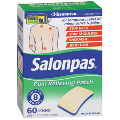 MON1088319BX - Emerson Healthcare - Topical Pain Relief Salonpas 3.1% - 6% - 10% Strength Camphor / Menthol / Methyl Salicylate Patch 60 per Box, 60/BX