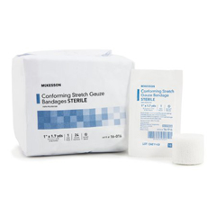 MON993031CS - McKesson - Conforming Bandage Poly Blend 1 X 1.7 Yard Roll Sterile, 1EA/PK, 24PK/BG, 4BG/CS
