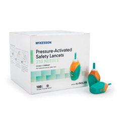 MON927256CS - McKesson - Safety Lancet McKesson Fixed Depth Lancet Needle 2.0 mm Depth 21 Gauge Pressure Activated, 100/BX, 20BX/CS
