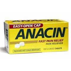 MON719426BT - Emerson Healthcare - Pain Reliever Anacin® Tablet 100 Per Bottle 200 mg, 100EA/BT