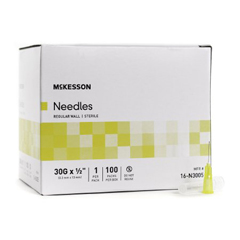 MON1031800BX - McKesson - Hypodermic Needle Without Safety 30 Gauge 1/2 Inch Length, 100/BX