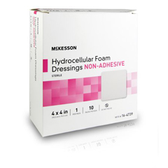 MON1138304CS - McKesson - Foam Dressing 4 X 4 Inch Square Non-Adhesive without Border Sterile