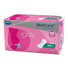 MON1127662BG - Hartmann - Bladder Control Pad MoliCare® Premium Moderate Absorbency One Size Fits Most Female Disposable, 14/BG