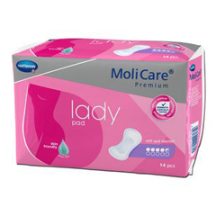 MON1127665BG - Hartmann - Bladder Control Pad MoliCare® Premium Moderate Absorbency One Size Fits Most Female Disposable, 14/BG