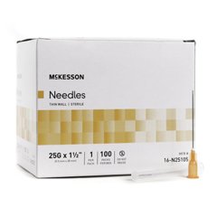 MON1031796BX - McKesson - Hypodermic Needle Without Safety 25 Gauge 1-1/2 Inch Length, 100/BX