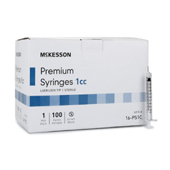 MON1065987BX - McKesson - Tuberculin Syringe 1 mL Blister Pack Luer Lock Tip Without Safety, 100/BX