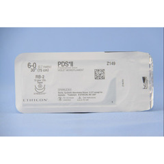 J & J Healthcare Systems Absorbable Suture with Needle PDS™ II Polydioxanone RB-2 1/2 Circle Taper Point Needle Size 6-0 Monofilament, 36/BX