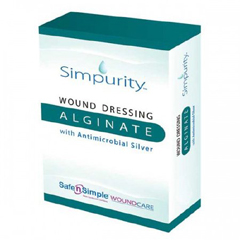 MON959347EA - Safe N Simple - Calcium Alginate Dressing with Silver Simpurity 4 x 5 Rectangle Sterile (SNS51720)