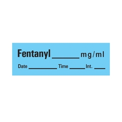 Precision Dynamic Drug Label Timemed Anesthesia Label Tape FentanyL_mcg_mL Date_Time_Int Blue 1/2 X 1-1/2 Inch, 1/RL