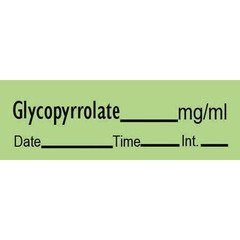 Precision Dynamic Drug Label Timemed Anesthesia Label Tape Glycopyrrolate mg/mL Date_Time_Int_ Green 1/2 X 1-1/2 Inch, 1/RL