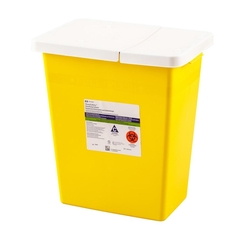 Cardinal Health SharpSafety™ Chemotherapy Container Hinged Lid, Yellow 8 Gallon