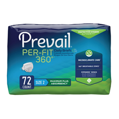 MON886534CS - First Quality - Prevail® Per-Fit 360 Max, Plus Absorbency Winged Brief, Large, (45 to 62), 18/BG, 4BG/CS