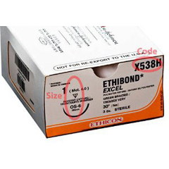 J & J Healthcare Systems Nonabsorbable Suture with Needle Ethibond Polyester OS-6 1/2 Circle Reverse Cutting Needle Size 1 Braided