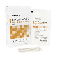 MON876299BX - McKesson - Skin Closure Strip 1/8 x 3 Non-Reinforced Strip Tan