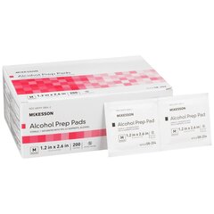 McKesson Alcohol Prep Pad Medi-Pak™ Isopropyl Alcohol, 70% Individual Packet Medium Sterile, 200EA/BX 20BX/CS