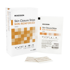 MON876301BX - McKesson - Skin Closure Strip 1/4 x 1-1/2 Non-Reinforced Strip Tan