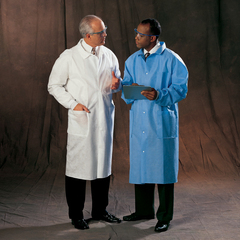 Halyard Lab Coat Blue Large Knee Length 3-Layer SMS Disposable