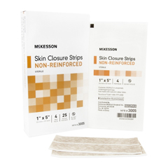 MON876304BX - McKesson - Skin Closure Strip 1 x 5 Non-Reinforced Strip Tan