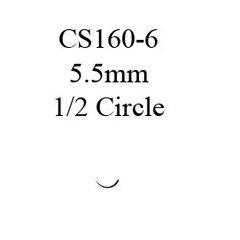 J & J Healthcare Systems Nonabsorbable Suture with Needle Ethilon™ Nylon CS160-6 1/2 Circle Opthalmic Spatula Needle Size 10 - 0 Monofilament
