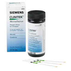 MON898768BX - Siemens - Reagent Test Strip Clinitek® Albumin, Creatinine, AC Ratio Microalbumin (mALB) For Small Clinitek Systems 25 Strips