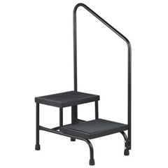 MON553987EA - McKesson - Step Stool Bariatric 2-Step Powder Coated Steel 9 Inch and 16 Inch