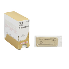 J & J Healthcare Systems Absorbable Suture with Needle Chromic Gut SH 1/2 Circle Taper Point Needle Size 3 - 0, 36 EA/BX