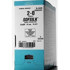 Covidien Suture without Needle Sofsilk™ Braided Silk Nonabsorbable Coated Size 2 - 0 18 Inch Suture, 36/BX