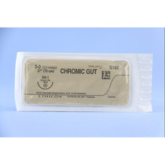 J & J Healthcare Systems Absorbable Suture with Needle Chromic Gut SH-1 1/2 Circle Taper Point Needle Size 3 - 0