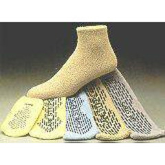 Alba Healthcare Care-Steps&reg; Slipper Socks, Medium, Light Blue, Above the Ankle, 12 EA/DZ