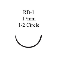 J & J Healthcare Systems Absorbable Suture with Needle GUT CHROMIC Chromic Gut RB-1 1/2 Circle Taper Point Needle Size 3-0, 36/BX