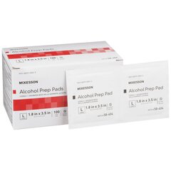 McKesson Alcohol Prep Pad, 70% Strength Isopropyl Alcohol, Individual Packet, Large, Sterile, 100EA/BX