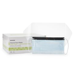 McKesson Procedure Mask with Eye Shield Pleated Earloops One Size Fits Most, 100 EA/CS