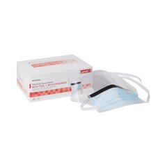 McKesson Surgical Mask with Eye Shield Anti-fog Pleated Tie Closure One Size Fits Most Blue NonSterile ASTM Level 3, 100 EA/CS