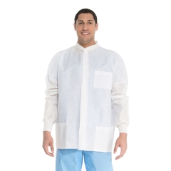 Halyard Lab Jacket White Large Hip Length Disposable, 1/EA