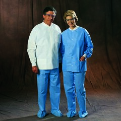 Halyard Lab Jacket White Medium Hip Length 3-Layer SMS Disposable, 1 Each