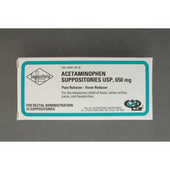 Clay Park Laboratories Pain Relief 650 mg Strength Suppository 12 per Box, 12 EA/BX