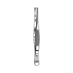 Sklar Tissue Forceps 4-1/2 Inch Surgical Grade Stainless Steel NonSterile NonLocking Thumb Handle Straight Serrated Tips with 1 X 2 Teeth