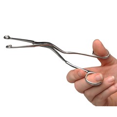 ADC Catheter Forceps ADC&reg; Magill 9-3/4 Inch Length Floor / Office Grade Stainless Steel NonSterile NonLocking Finger Ring Handle Straight Fenestrated Serrated Oval Tips, 1/EA