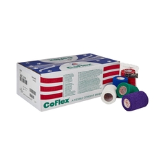Andover Coated Products Cohesive Bandage CoFlex&reg; 3 Inch X 5 Yard Standard Compression Self-adherent Closure Teal / Blue / White / Purple / Red / Green NonSterile, 24/CS