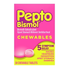 Procter & Gamble Anti-Diarrheal Pepto Bismol&reg; 262 mg Strength Chewable Tablet 30 per Box
