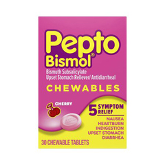 MON260854BX - Procter & Gamble - Anti-Diarrheal Pepto-Bismol 262 mg Strength Chewable Tablet 30 per Box