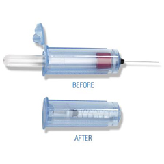 MON938520CS - Retractable Technologies - Blood Collection Tube Holder VanishPoint® Clear Blue, Single Use, Automated Retraction, 250 Per Case VanishPoint® Syringes