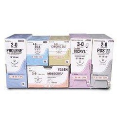 J & J Healthcare Systems Absorbable Suture with Needle GUT CHROMIC Chromic Gut M-1 1/2 Circle Reverse Cutting Needle Size 4-0, 12/BX