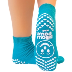 MON276560BX - PBE - Slipper Socks Pillow Paws Teal Ankle High, 48 EA/BX