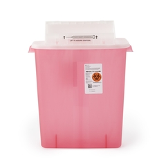 Cardinal Health SharpSafety™ Safety In Room Sharps Container Counterbalance Lid, Transparent Red 3 Gallon