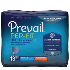 MON881920CS - First Quality - Prevail® Per-Fit® Men Underwear, Moderate Absorbency, Large, (44 to 58), 18/BG, 4BG/CS
