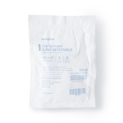 McKesson Surgical Laparotomy Sponge X-Ray Detectable Cotton 12 X 12 Inch 5 Count Soft Pack Sterile, 40/CS