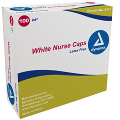 MON670154CS - Dynarex - O.R. Nurses Cap White Elastic Headband